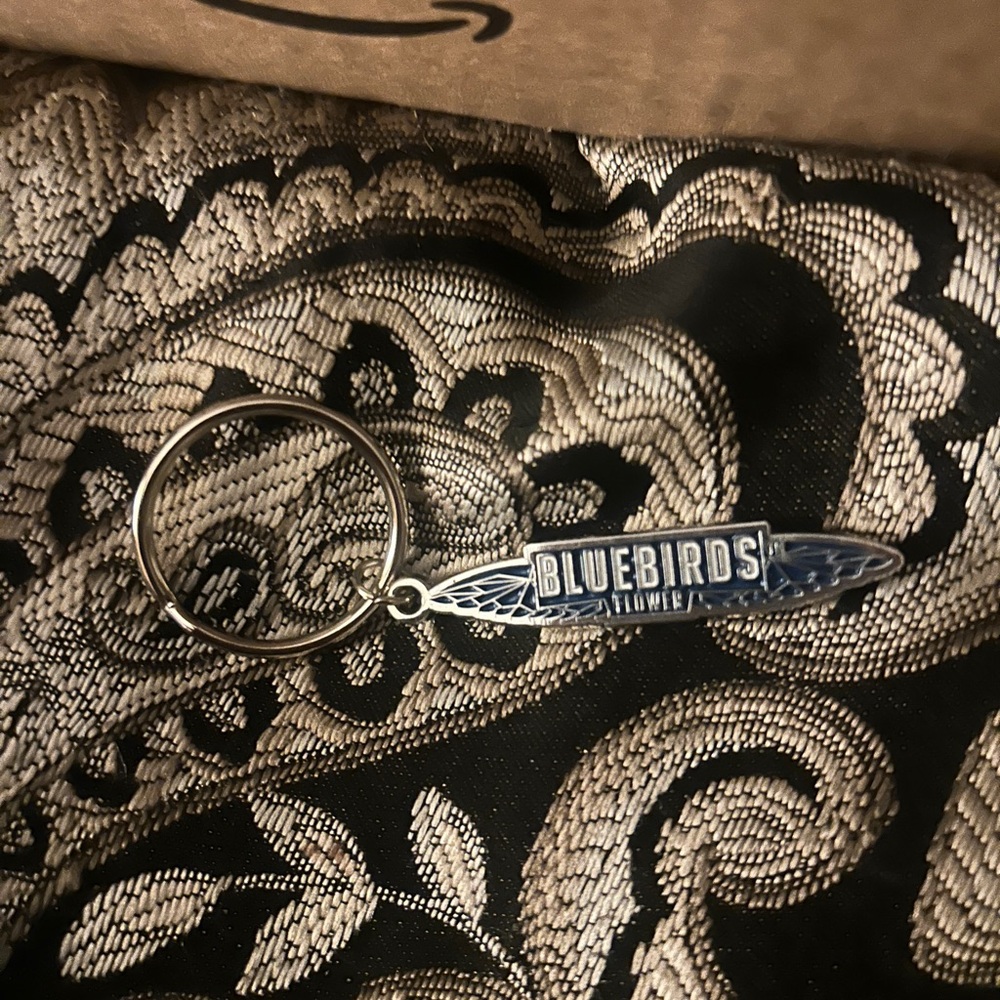 BLUEBIRDS Silver and Blue Keychain